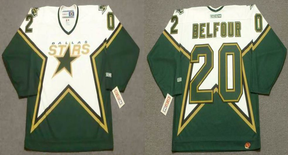 2019 Men Dallas Stars 20 Belfour Green CCM NHL jerseys